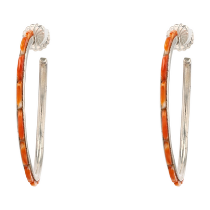 Sterling Silver Shell Hoop Earrings