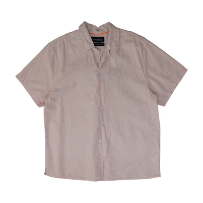 Pink Solid Short Sleeve Button Down