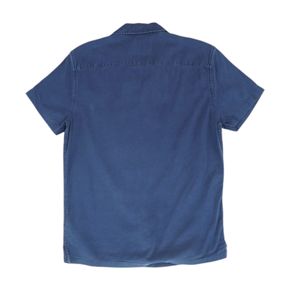 Navy Solid Short Sleeve Button Down