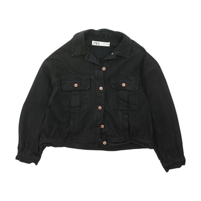 Black Solid Denim Jacket
