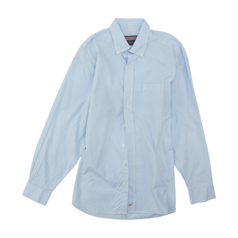 Vineyard Vines Blue Striped Long Sleeve Button Down – Image 1