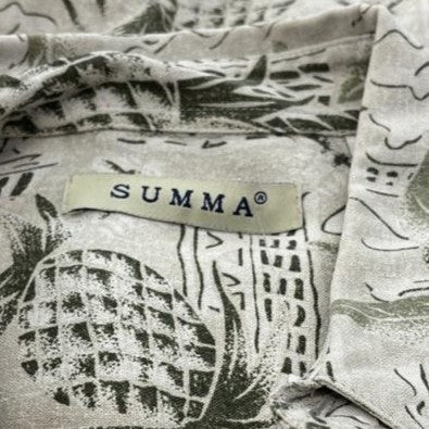 Vintage Beige Graphic Short Sleeve Button Down