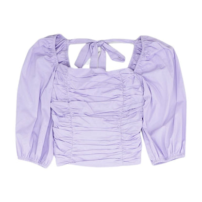 Lavender Solid Long Sleeve Blouse