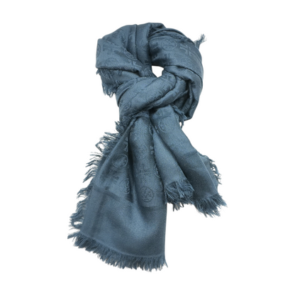 Navy Print Wool Scarf