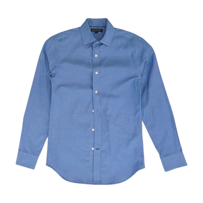 Blue Solid Long Sleeve Button Down