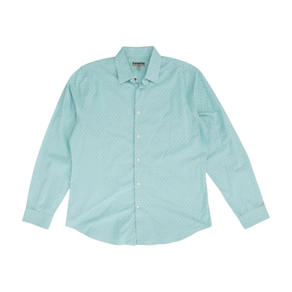 Blue Polka Dot Long Sleeve Button Down