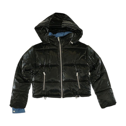 Black Solid Puffer Jacket