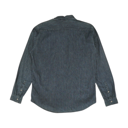 Blue Solid Flannel Button Down
