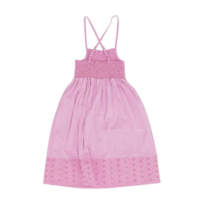 Pink Eyelet Midi Dress