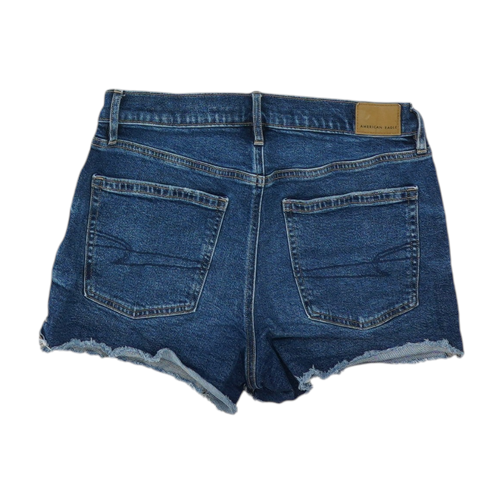 Blue Solid Denim Shorts