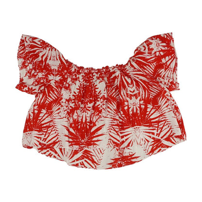 Red Graphic Short Sleeve Blouse