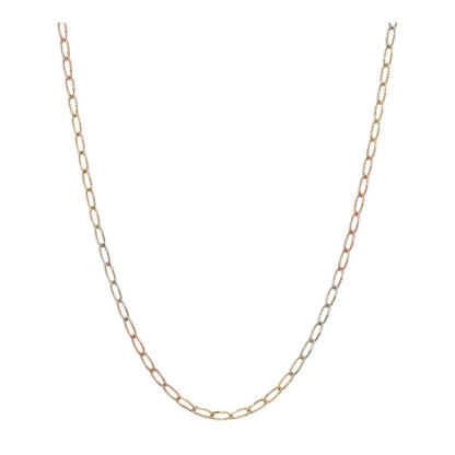 14K Two Tone Gold Elongated Curb Link Chain Necklace