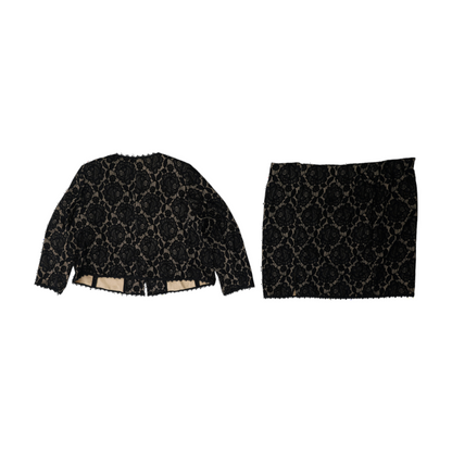 Black Plus Floral Skirt Set