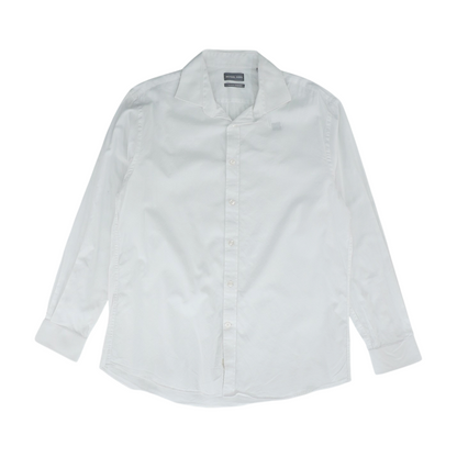 White Solid Long Sleeve Button Down