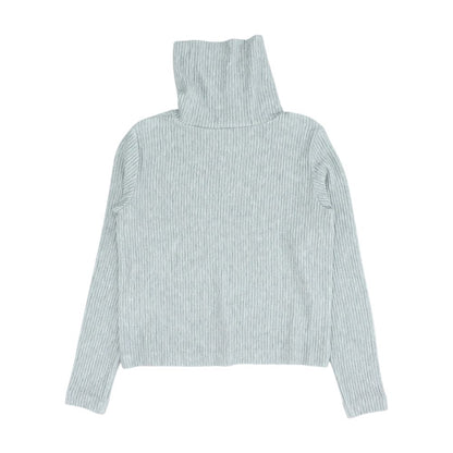 Gray Turtleneck Knit Top