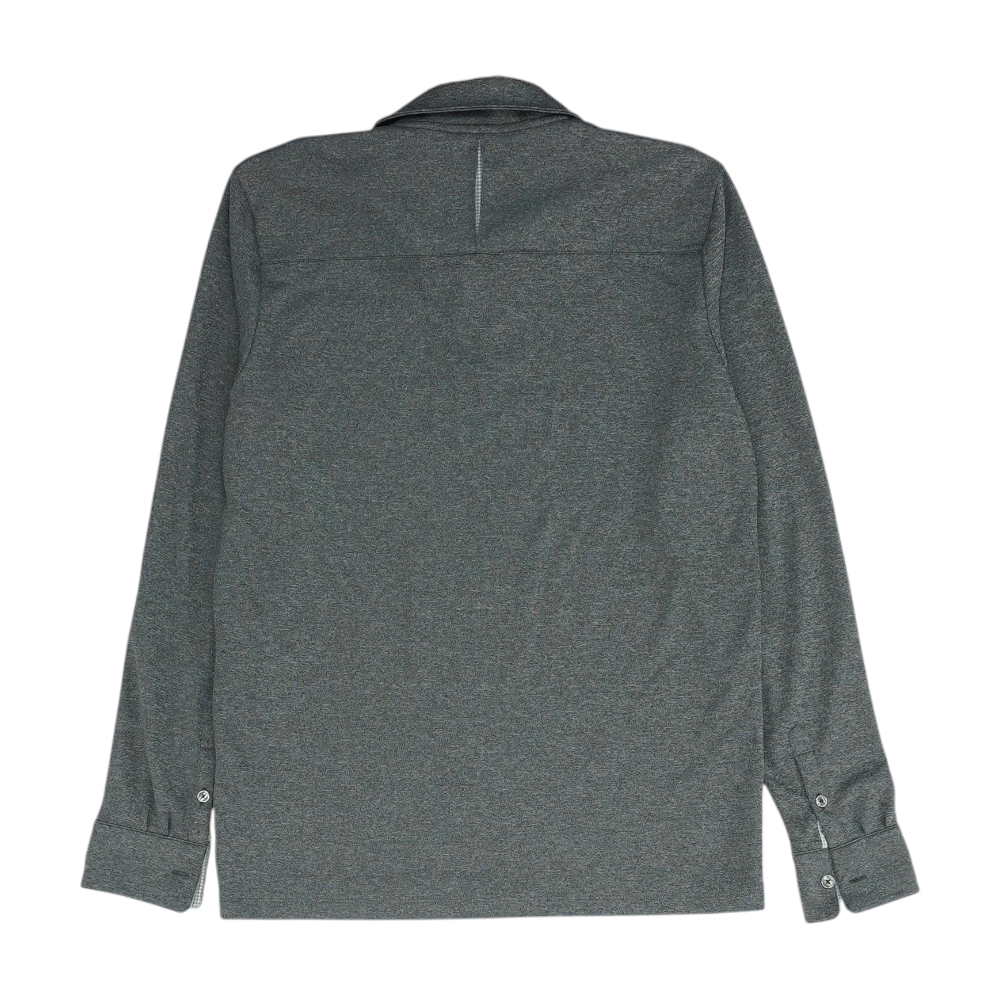 Gray Solid Long Sleeve Polo