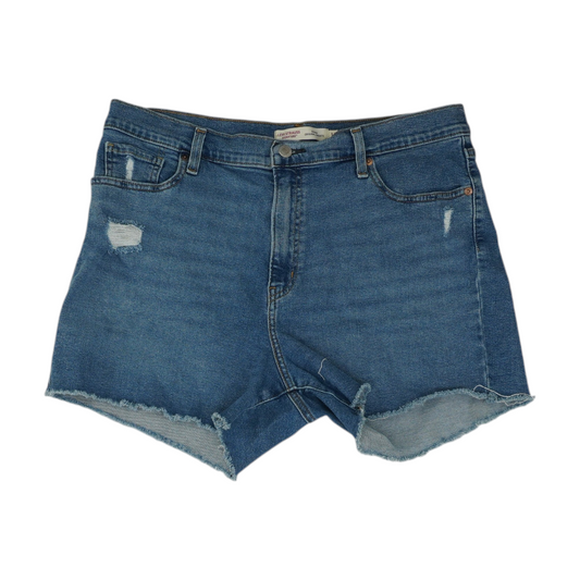 Blue Solid Denim Shorts
