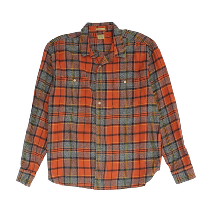 Orange Plaid Flannel Button Down