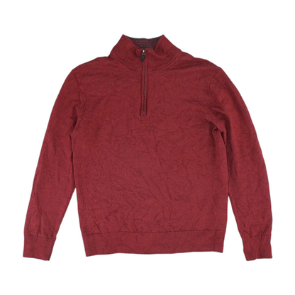 Red Solid 1/4 Zip Sweater