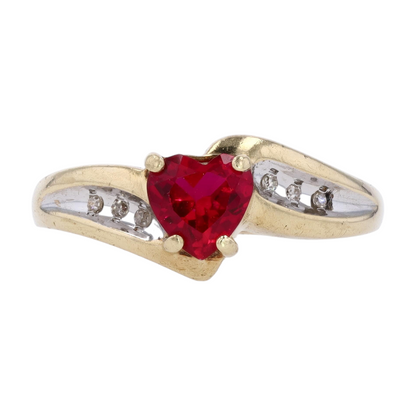 10K Yellow Gold Red Stone Fashion Ring
