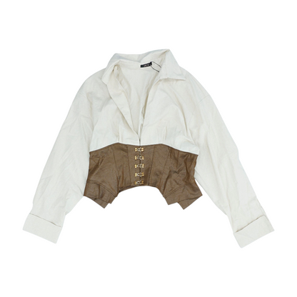 Beige Color Block Cardigan