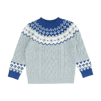 Blue Abstract Pullover Sweater