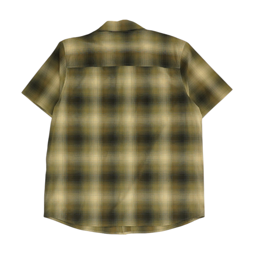 Olive Plaid Short Sleeve Button Down