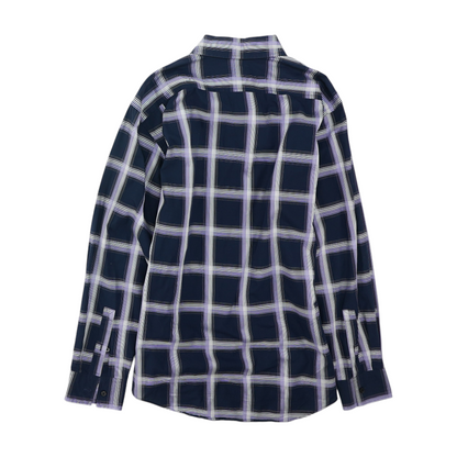 Navy Plaid Long Sleeve Button Down