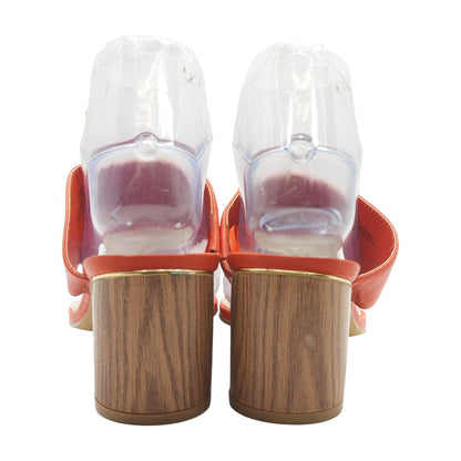 Orange Block Heel Sandals