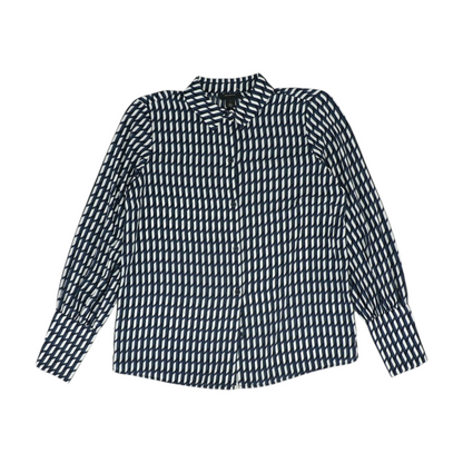 Navy Geometric Button Down