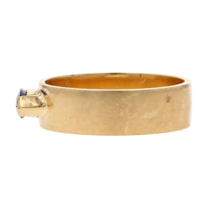 18K Gold East West Set Marquise Sapphire On Flat Band