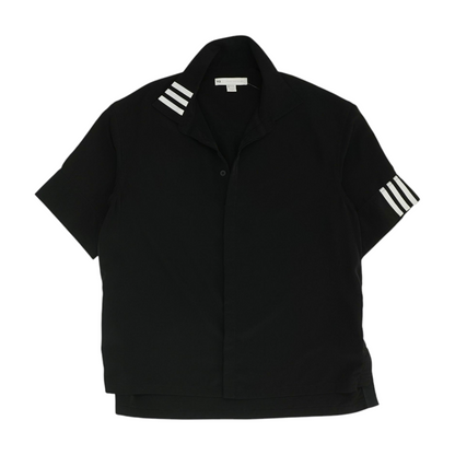 Black Solid Short Sleeve Button Down