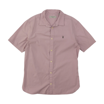 Pink Solid Short Sleeve Button Down