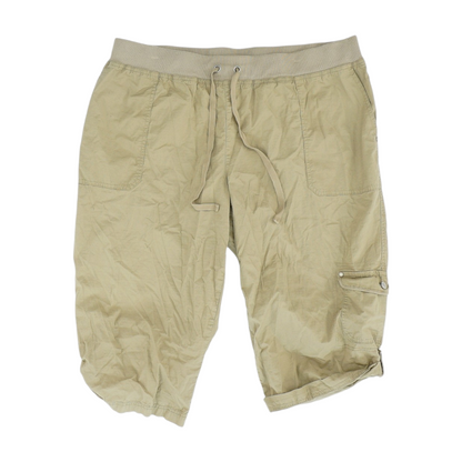 Khaki Plus Size Solid Chino Capris