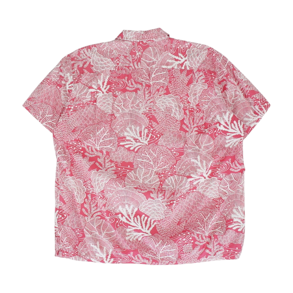 Pink Print Short Sleeve Button Down