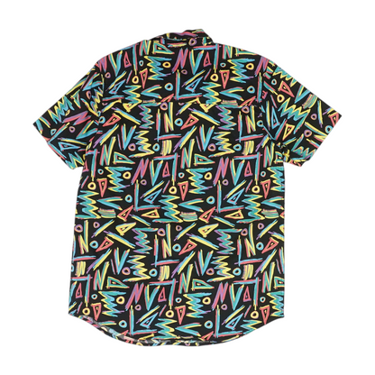 Black Abstract Short Sleeve Button Down