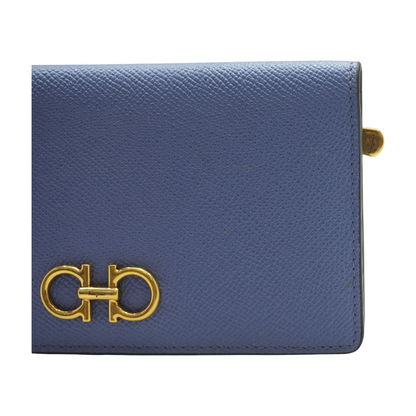 Gancini Leather Wallet Wallet in Washed Denim