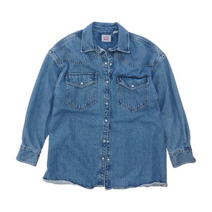 Blue Solid Flannel Button Down