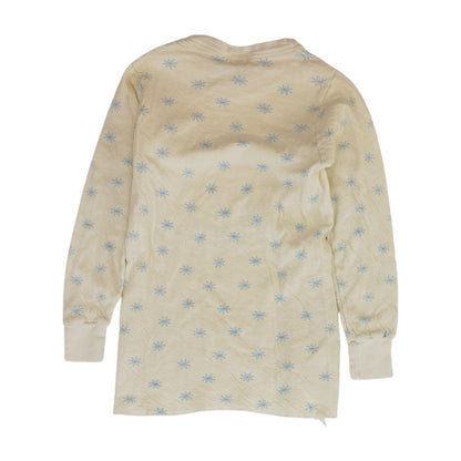 Vintage Two-Layer Fabric Snowflake-Print Long Sleeve T-Shirt