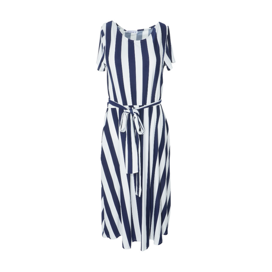 Navy Striped Midi Dress