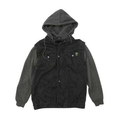 Black Solid Denim Jacket