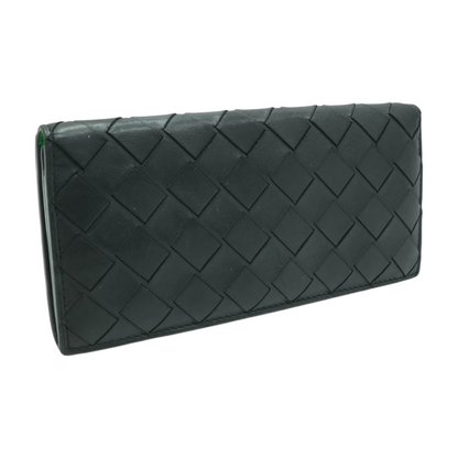 Long Wallet in Black Intrecciato Leather