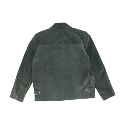 Gray Solid Leather Jacket