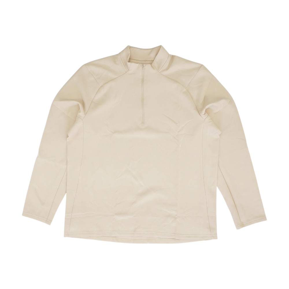 Beige Solid 1/4 Zip Pullover