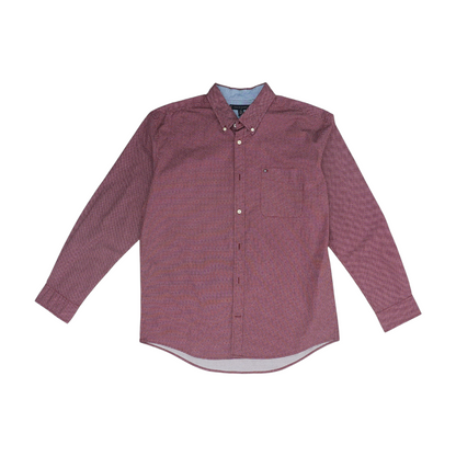 Red Abstract Long Sleeve Button Down