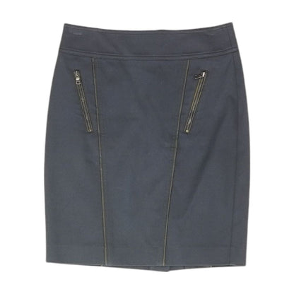 Navy Solid Midi Skirt