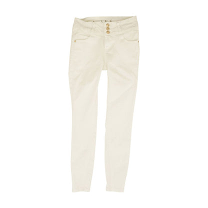 White Mid Rise Skinny Leg Jeans