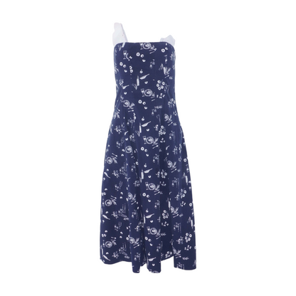 Navy Petite Print Midi Dress