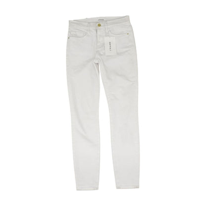 Ivory Solid Mid Rise Skinny Leg Jeans