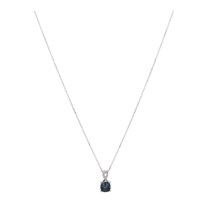 14K White Gold Synthetic Alexandrite Pendant Necklace
